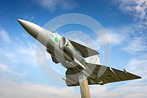 JA 37 Viggen on the sky background