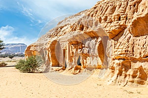 Jabal al Banat complex of nabataean tombs, Hegra, Al Ula, Saudi Arabia