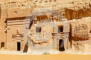 Jabal al banat complex of nabataean tombs, Hegra, Al Ula, Saudi Arabia