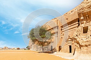 Jabal al banat complex of nabataean tombs, Hegra, Al Ula, Saudi Arabia