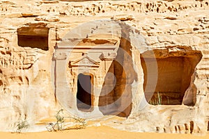 Jabal al Banat complex of nabataean tombs, Hegra, Al Ula, Saudi Arabia