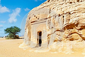 Jabal al Banat complex of nabataean tombs, Hegra, Al Ula, Saudi Arabia