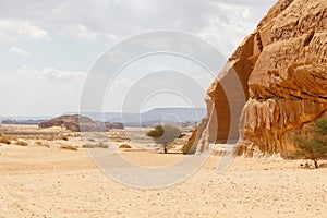 Jabal Al Banat, one of the largest clusters of tombs in Hegra with 29 tombs that have skillfully carved facades