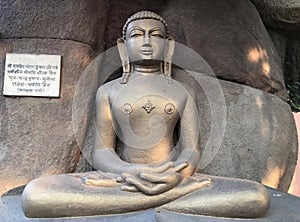 Jabalpur, Madhya Pradesh/India - November 23, 2019 : Sclupture of Jain God