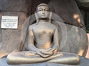 Jabalpur, Madhya Pradesh/India - November 23, 2019 : Sclupture of Jain God photo