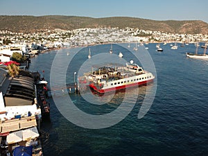 Catamaran in the harbor