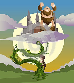 Jack and the beanstalk fairytale and the castle in the sky