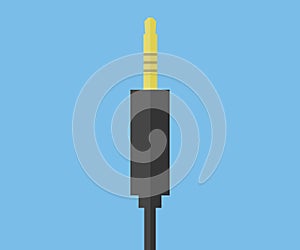 Jack cable icon, Audio jack 3.5 mm logo design. Black stereo audio cable, Audio cable for connection sound equipment.