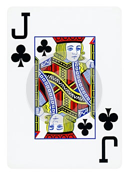 Jack of Clubs playing card - isolated on white
