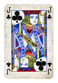 Jack of Clubs playing card - isolated on white