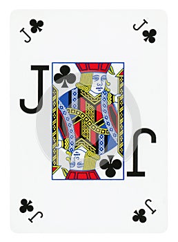 Jack of Clubs playing card - isolated on white