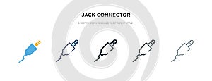 Jack connector icon in different style vector illustration. two colored and black jack connector vector icons designed in filled,