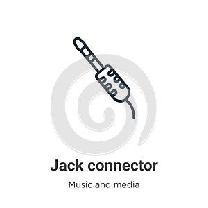 Jack connector outline vector icon. Thin line black jack connector icon, flat vector simple element illustration from editable