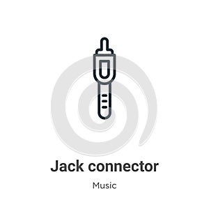 Jack connector outline vector icon. Thin line black jack connector icon, flat vector simple element illustration from editable