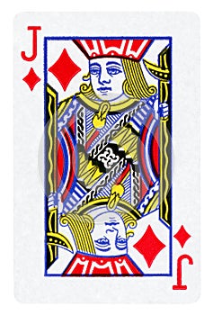 Jack of Diamonds playing card isolated on white