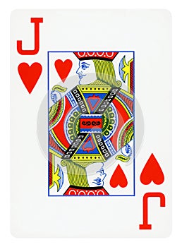 Jack of Hearts playing card - isolated on white