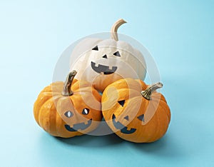A jack-o`-lantern on a blue background