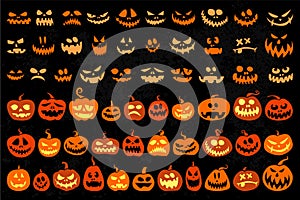 Jack o Lantern and evil faces set