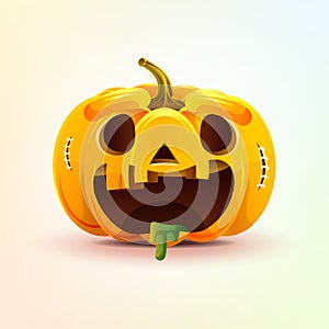 Jack-o-lantern, facial expression autumn pumpkin with rejoicing smiley emotion, emoji, sticker for Happy Halloween