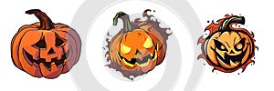 Jack-o'-lantern Halloween Pumpkin Logo 2D AI Generated