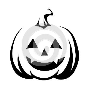 Jack-O-Lantern Halloween pumpkin. Vector black silhouette.