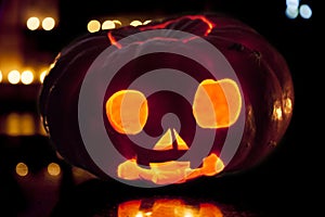Jack O\'Lantern lit for Halloween