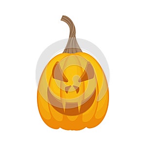 Jack-o-lantern is orange.. The image of a festive pumpkin lantern is a symbol of Halloween. An illustration of an autumn