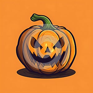 Jack-o-lantern pumpkin, Halloween image on an orange isolated background