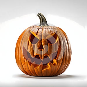 Jack-o-lantern pumpkin, Halloween image on a white isolated background