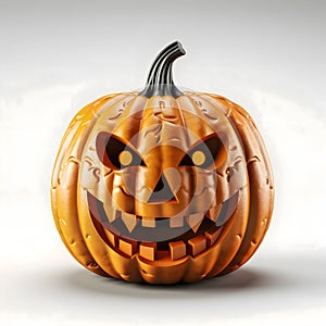 Jack-o-lantern pumpkin, Halloween image on a white isolated background