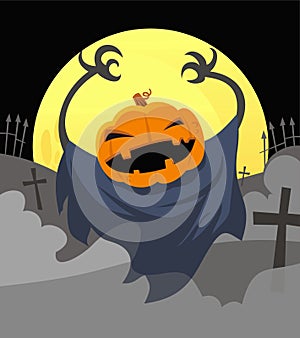 Jack o lantern scary halloween cartoon