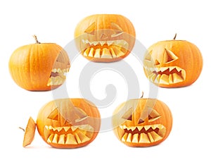 Jack-o'-lanterns orange pumpkin head isolated