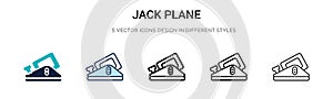 Jack plane icon in filled, thin line, outline and stroke style. Vector illustration of two colored and black jack plane vector