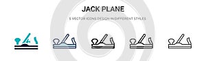 Jack plane icon in filled, thin line, outline and stroke style. Vector illustration of two colored and black jack plane vector