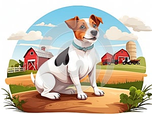 Jack Russel dog in cartoon style. Cute Jack Russel isolated on white background. Watercolor drawing, hand-drawn Jack Russel in