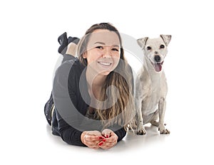 Jack russel terrier and woman