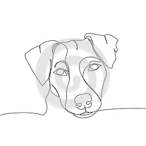 Jack Russell Terrier, dog breed, hunting dog, service dog, companion dog one line art. Continuous line drawing of friend