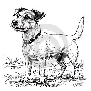 Jack Russell Terrier dog drawing Coloring book page