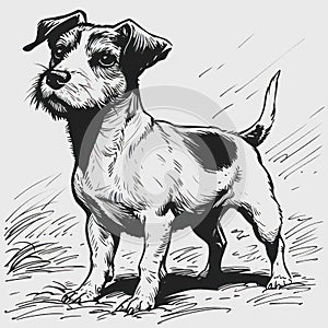 Jack Russell Terrier dog drawing Coloring book page