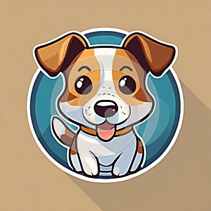 Jack russell terrier dog logo, 2d flat illustration, drawing cartoon for design.