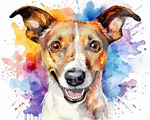 Jack Russell terrier dog watercolor pnting Colorful watercolor multicolored pnting photo