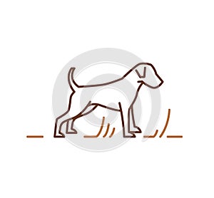 Jack russell terrier dogs icon, outline vector illustration for veterinary petshop advertising. Energetic, pedigreed dog