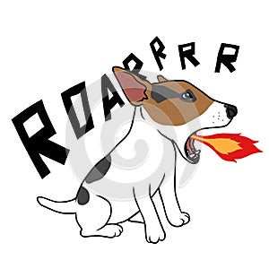 Jack Russell Terrier dogzilla cartoon illustration