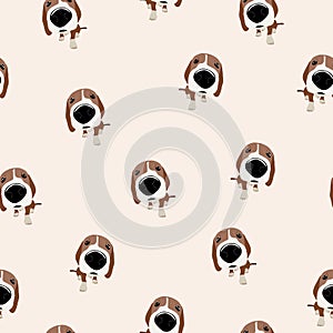 Jack Russell Terrier Vector Seamless pattern. Dog with big head and nose.