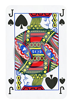 Jack of Spades playing card - isolated on white