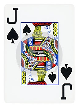 Jack of Spades playing card - isolated on white