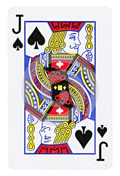 Jack of Spades playing card - isolated on white