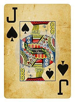 Jack of Spades Vintage playing card - isolated on white