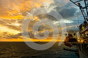 Jack Up Drilling Rig Oil Drilling Rig During Twilight Time