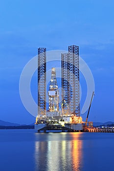 Jack up oil drilling rig in the shipyard for maintenance